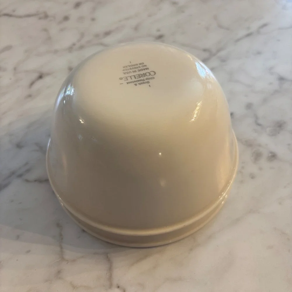 Corelle Vitrelle Small Deep Bowls Cream White Set of 2 Made in USA Glass